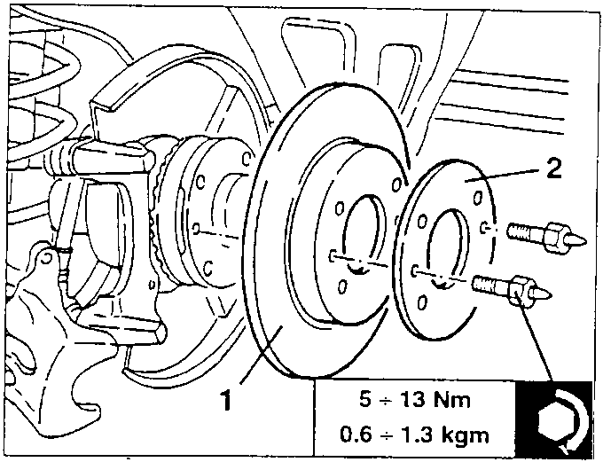 Brake disc with pins and spacer