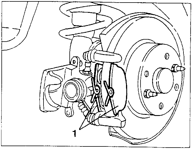 Brake caliper with brake pads removed