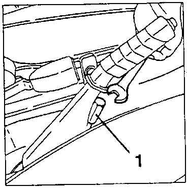 Handbrake lever adjustment nut with callout 1 pointing to the nut