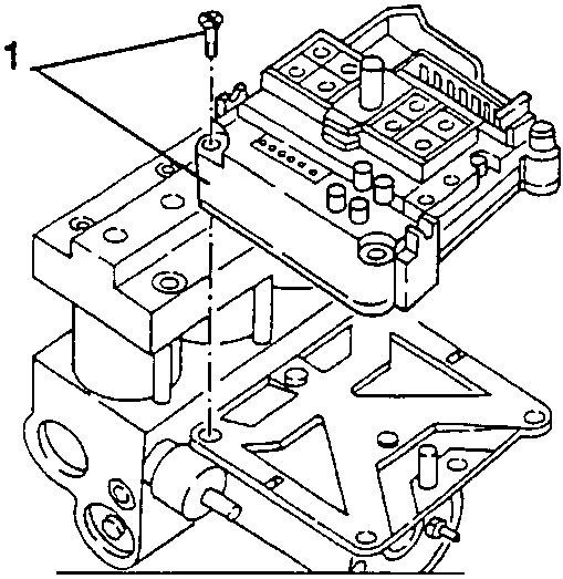 Diagram showing removal of control unit by slackening screws, labeled 1.