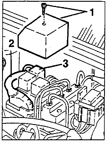 Illustrates fuel pump relay and mounting bracket assembly
