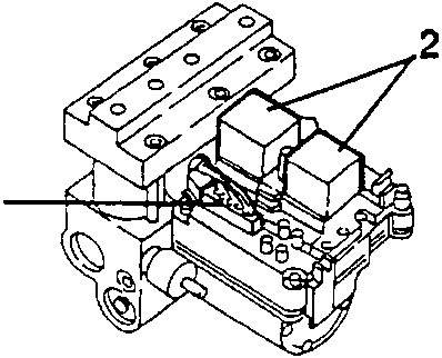 Diagram showing control unit with relays, labeled 1 and 2.