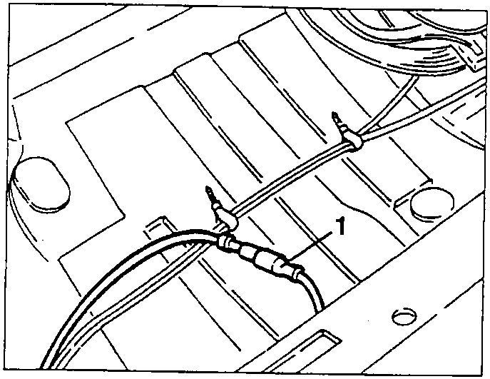 Diagram showing the inductive sensor and its electrical connection under the rear seat cushion.