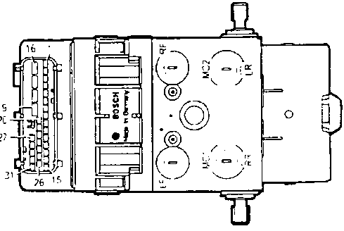 Electrohydraulic control unit with labeled components