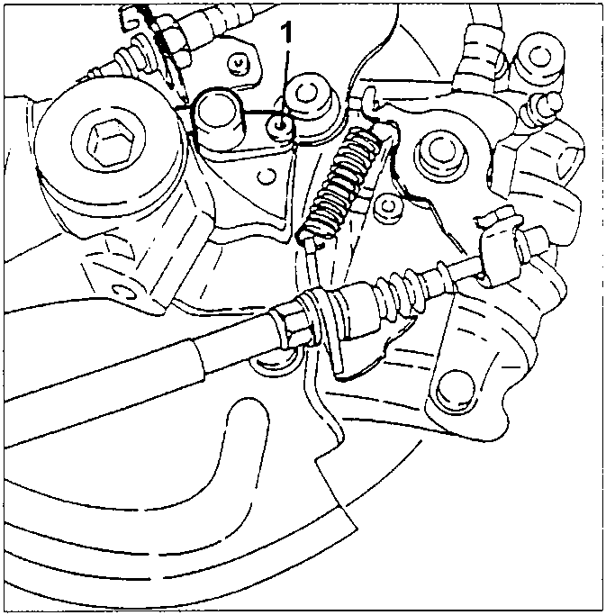 Rear wheel hub with the active sensor clamping screw marked 1