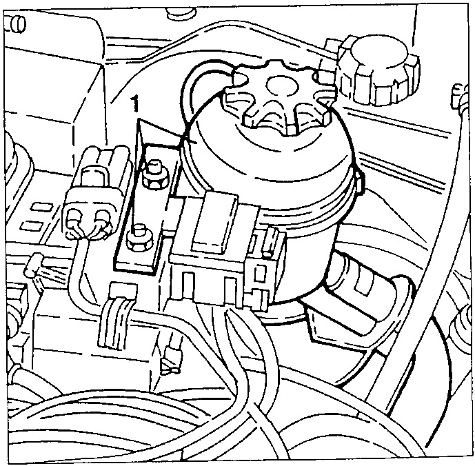 Clutch control cylinder with intake box and power steering tank diagram