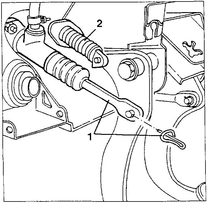 Clutch pedal with safety catch and return spring diagram