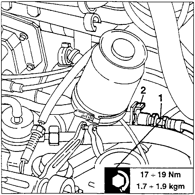 Clutch cylinder with hose connection and fastening plate