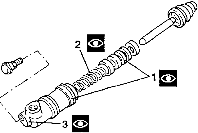 Piston, spring, and bleed screw components with inspection points