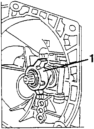 Thrust bearing being withdrawn from its sleeve in the gearbox cover