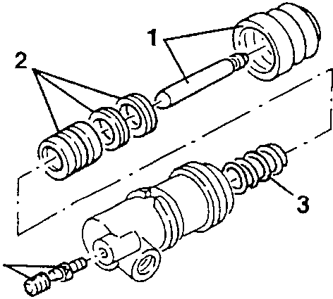 Disassembled clutch control components 1, 2, 3 and 4 shown in exploded view