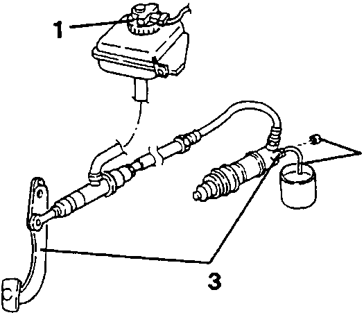 Clutch and brake fluid reservoir (1) connected by a hose (2) to the relief screw, with a transparent container (3)