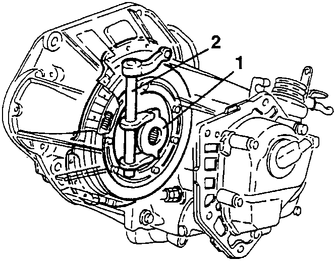 Clutch thrust bearing and fork in the gearbox cover