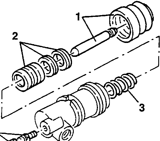 Exploded view of the clutch control cylinder