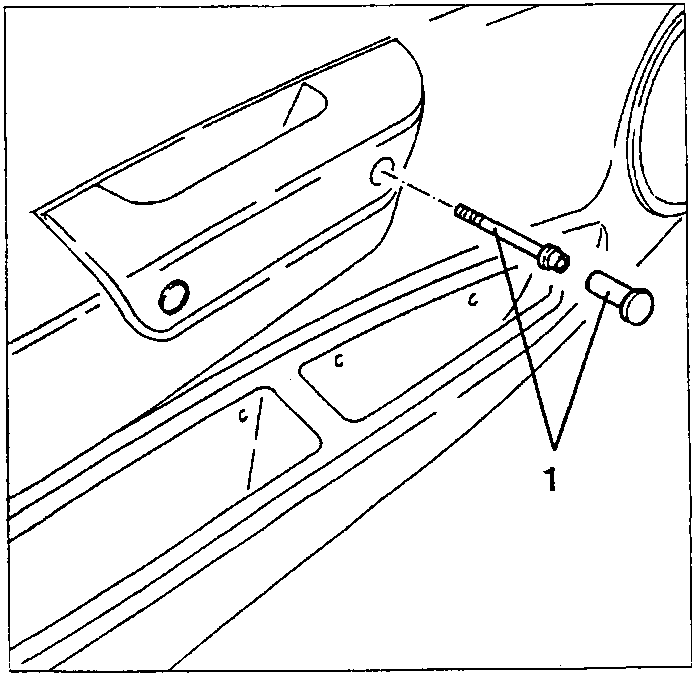 Diagram showing armrest grip with screws and plastic caps
