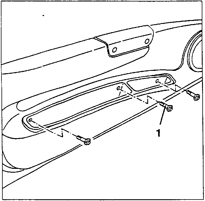 Diagram showing three upper screws fastening the utility pocket, labeled as 1.