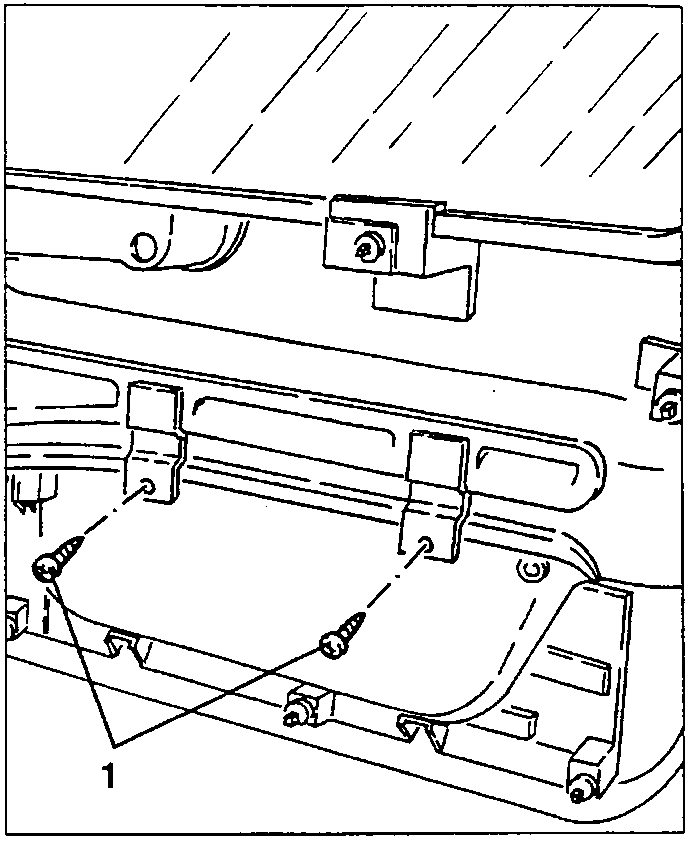 Diagram showing rear screws securing object pouch