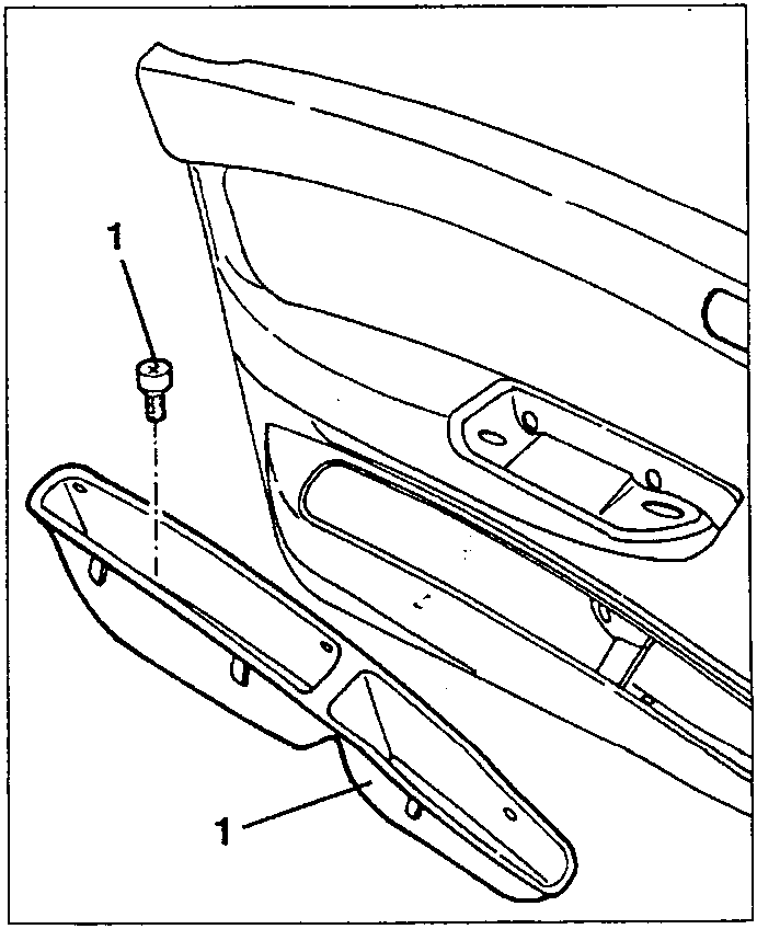 Diagram showing removal of object pouch from door panel