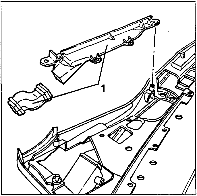 Diagram showing driver's air delivery vent with callout 1 and screws