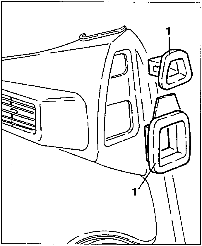 Diagram showing air vents with callout 1 pointing to gasket area