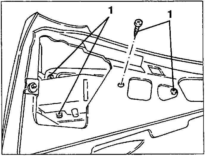 Diagram showing driver's air delivery vent with callout 1 and screws