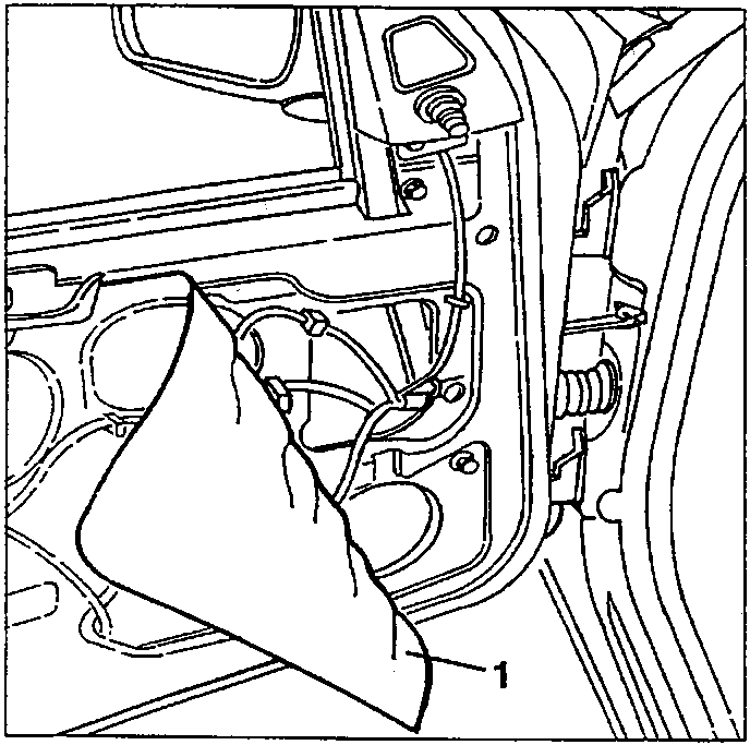 Diagram showing partial detachment of opaline from door check-strap area