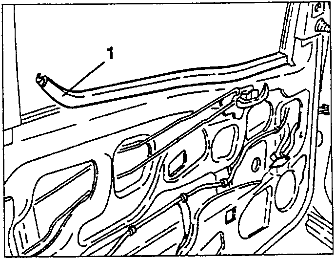 Diagram showing door window weatherstrip removal
