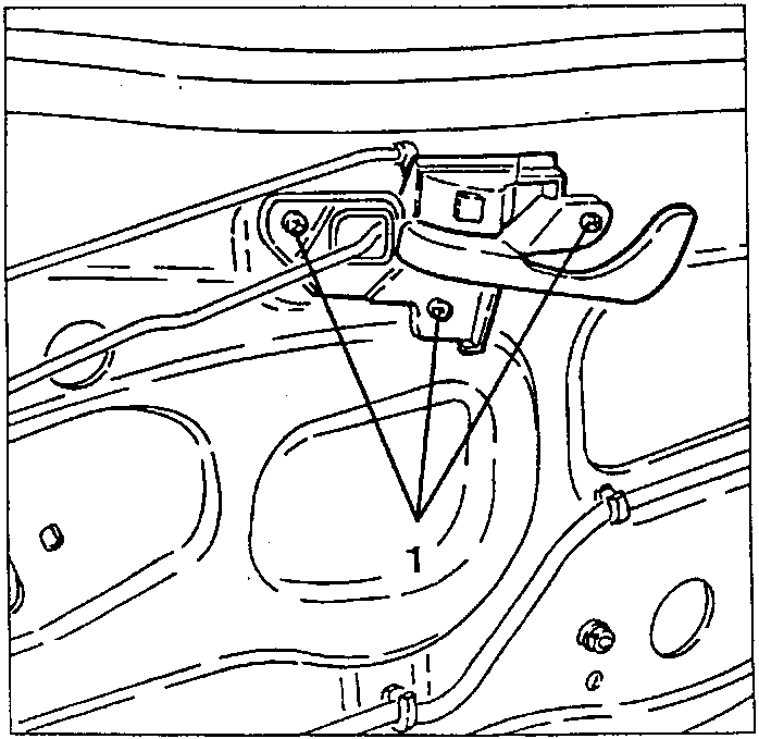 Diagram showing internal handle with three screws