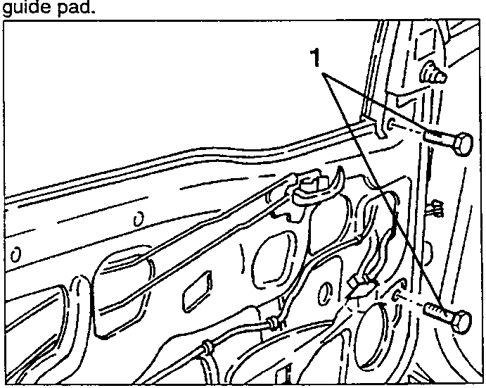 Illustrates guide pad installation on engine block