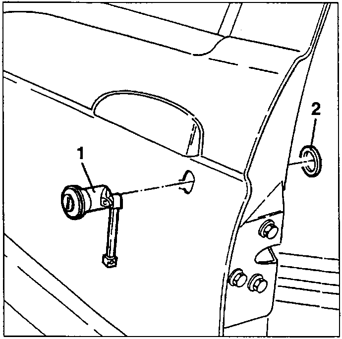 Diagram showing removal of lock unit and spring abutting ring from door