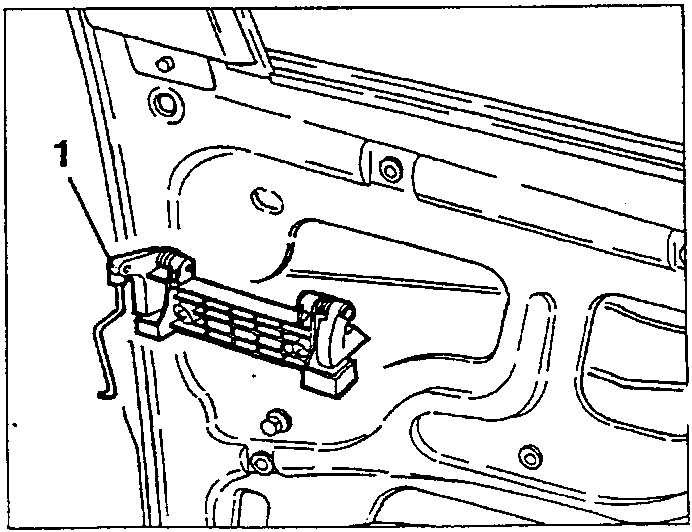 Diagram showing removal of outside door handle device from inside door