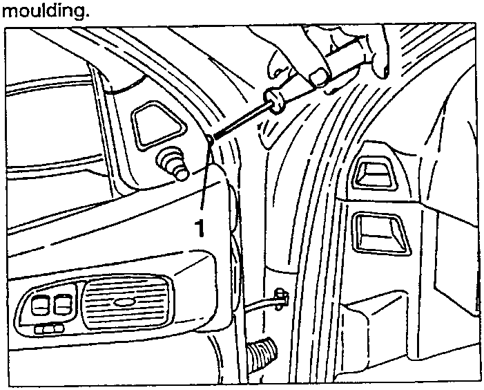 Illustrates removal of door molding using screwdriver