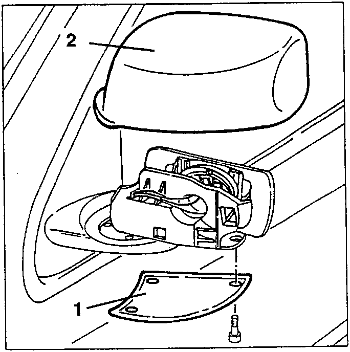 Wing mirror removal diagram showing outer casing and lower trim