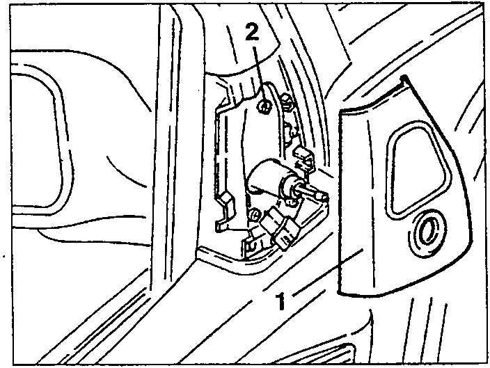 Door mirror inner moulding and screw removal diagram
