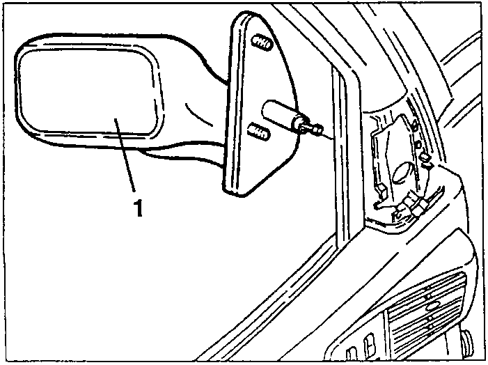 Door mirror and gasket removal diagram