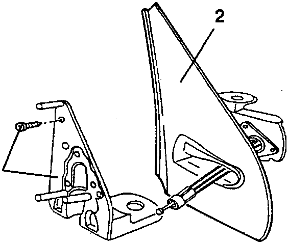 Wing mirror support with screws: 1. Support, 2. Outer trim