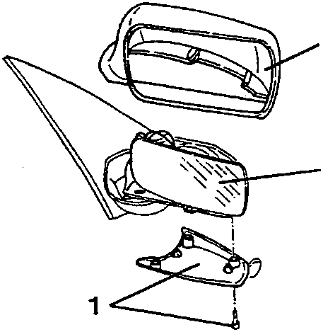 Wing mirror trim components 1, 2, and 3