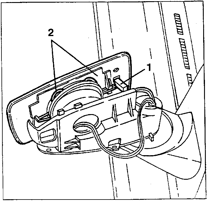 Wing mirror glass removal with components 1 and 2