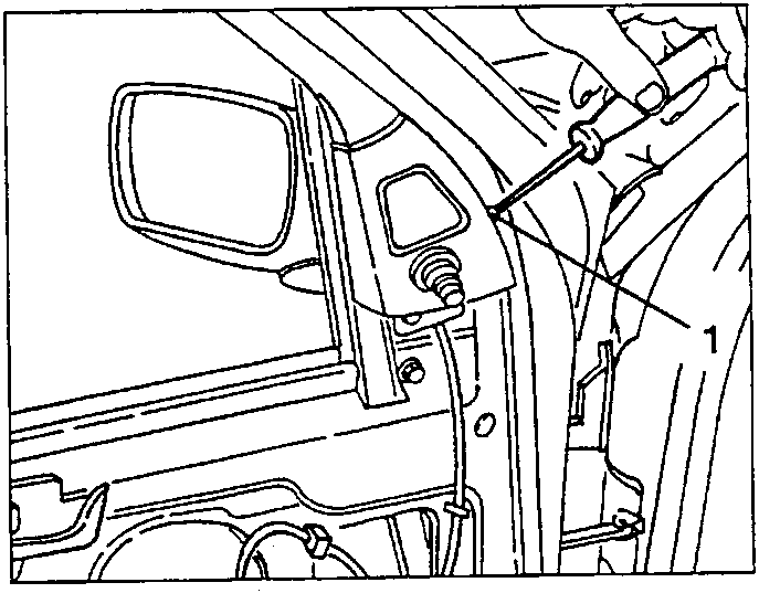 Loosening screw on door mirror inner moulding