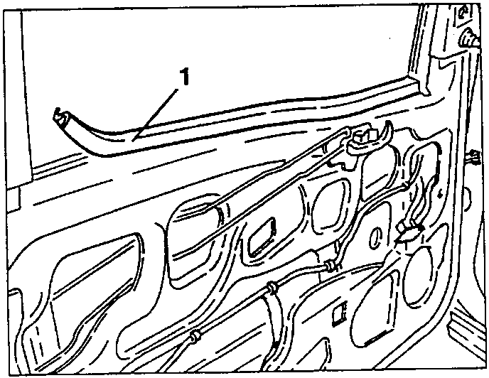Internal weather strip 1 on the door with the panel removed