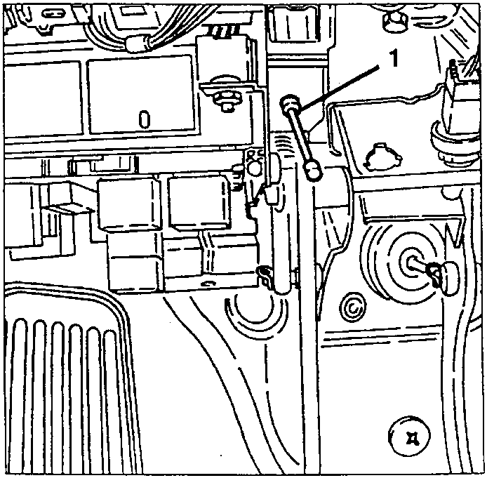 Freeing the cable 1 from its attachment bracket under the dashboard