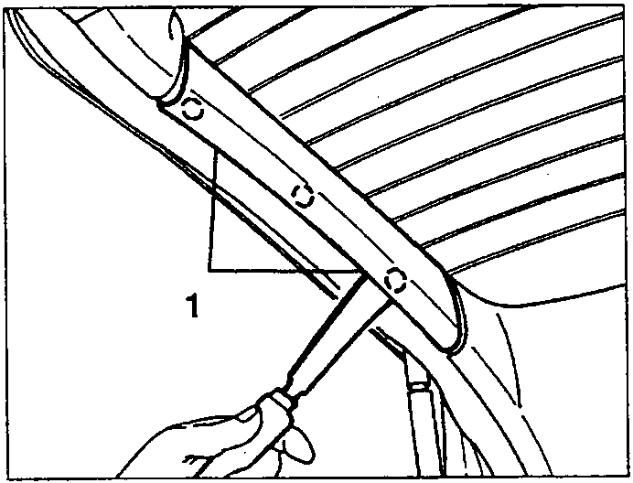 Pulling off the boot side trim panel 1 with a screwdriver