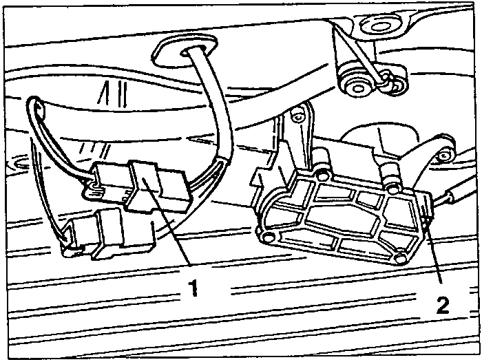 Centralized locking connection 1 and rear windscreen wiper connection 2