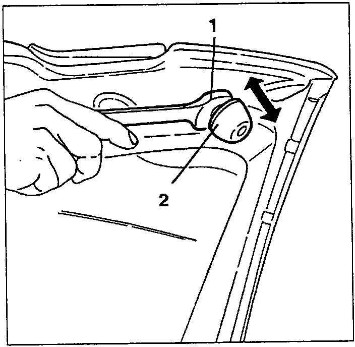 Hand adjusting buffer on boot hinge with arrow indicating direction of adjustment