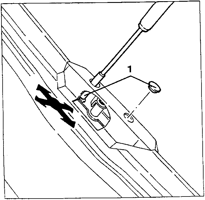 Diagram showing screw adjustment with tool and part 1