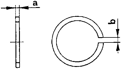 Piston ring diagram showing dimensions a and b