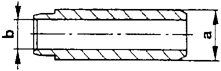 Valve guide cross-section showing dimensions a and b