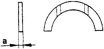 Diagram of half thrust ring with dimension 'a'