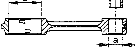 Diagram of connecting rod with dimensions 'a', 'b', 'c', and 'd'