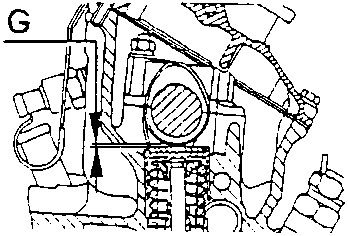 Diagram showing valve clearance with labeled parts
